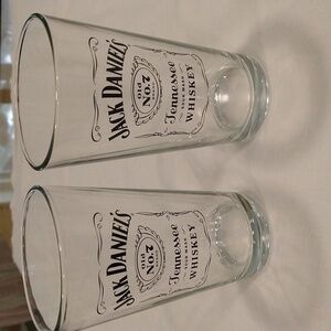 Vintage pair Jack Daniels old no. 7 whiskey glasses 6 inches tall barware
